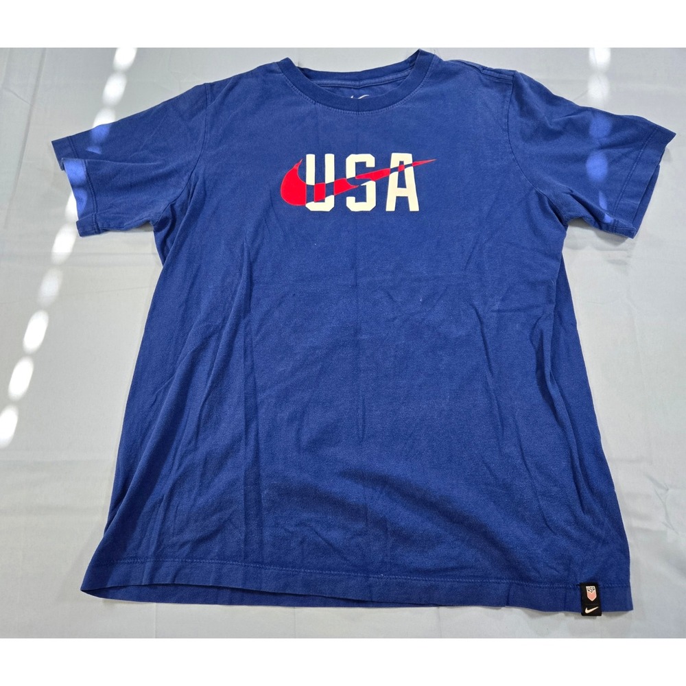 Nike USA Soccer Mens XL Blue Graphic T-Shirt Short Sleeve Swoosh USMNT Tee